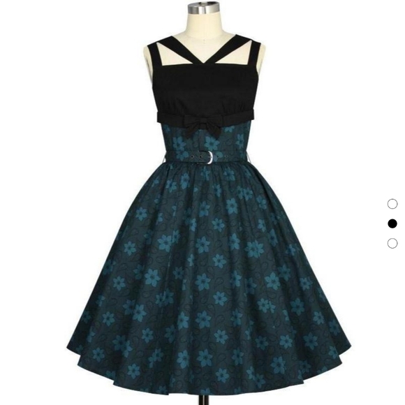 Glitz Glam & Rebellion Dresses & Skirts - Teal/black floral strappy swing dress